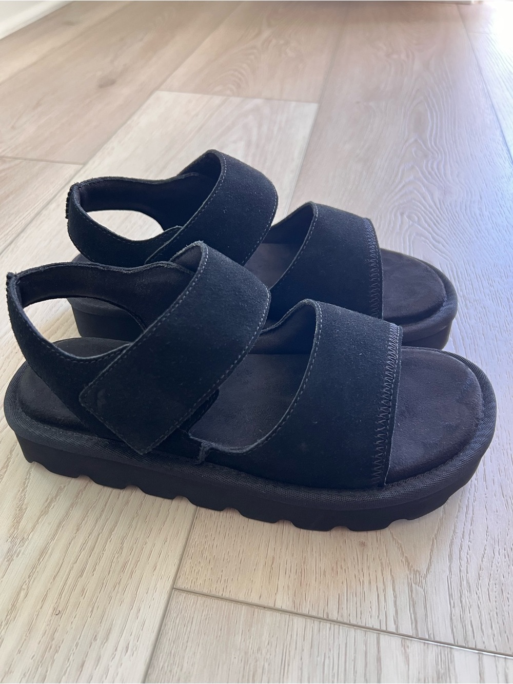 Koolaburra Black Velcro Platform Sandals
